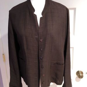 Eileen Fisher brown linen blend Lagenlook top